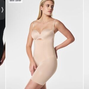 Spanx Open bust mid-thigh bodysuit, beige, Size XL  J161